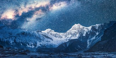 Milky Way and Beautiful Manaslu, Himalayas.