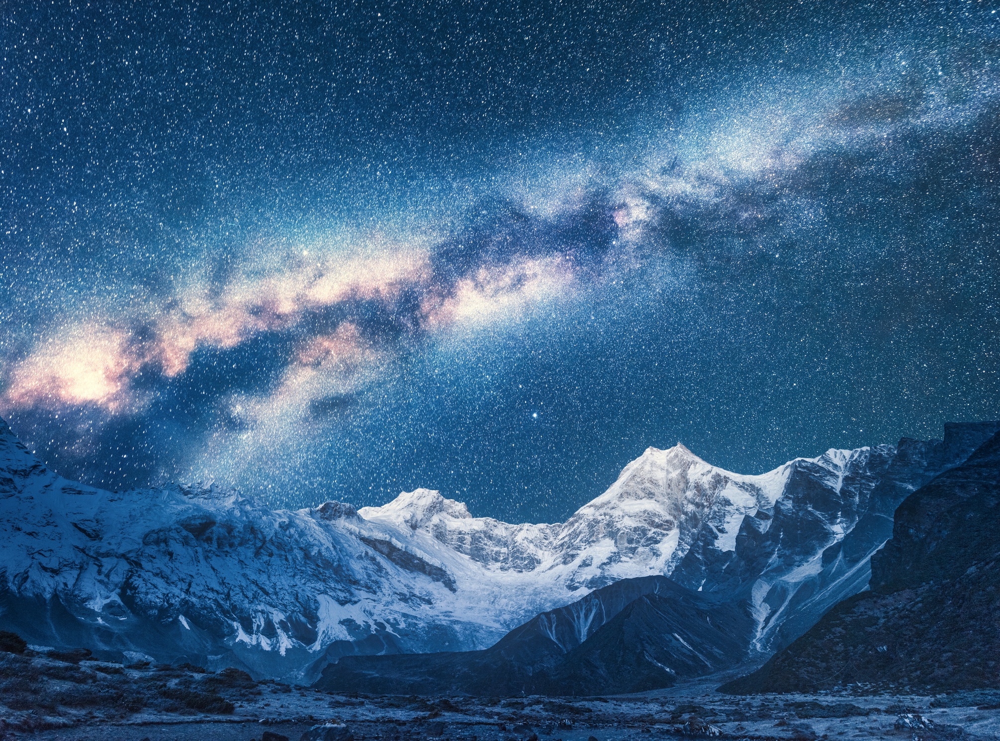 Milky Way and Beautiful Manaslu, Himalayas.
